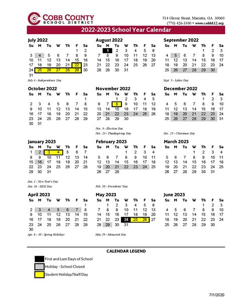 Cobb County Calendar 2022 23